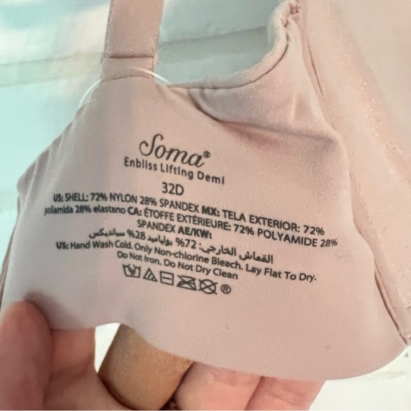 NWT Soma Enbliss Push-up Demi Bra Underwire 32 D Adobe Rose Back Hook #0013 - Picture 7 of 8